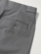 Stòffa - Tapered Pleated Peached-Cotton Trousers - Gray