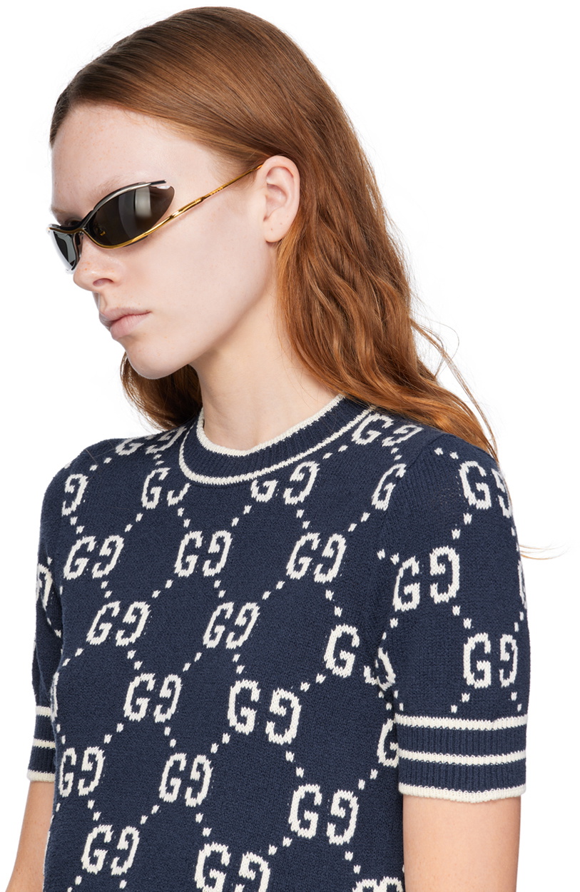 Gucci Gold & Silver Oval Sunglasses Gucci
