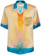 CASABLANCA Cuban Collar Silk Short Sleeve Shirt