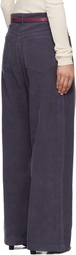 TONYWACK Purple Washed Corduroy Wide-Leg Trousers