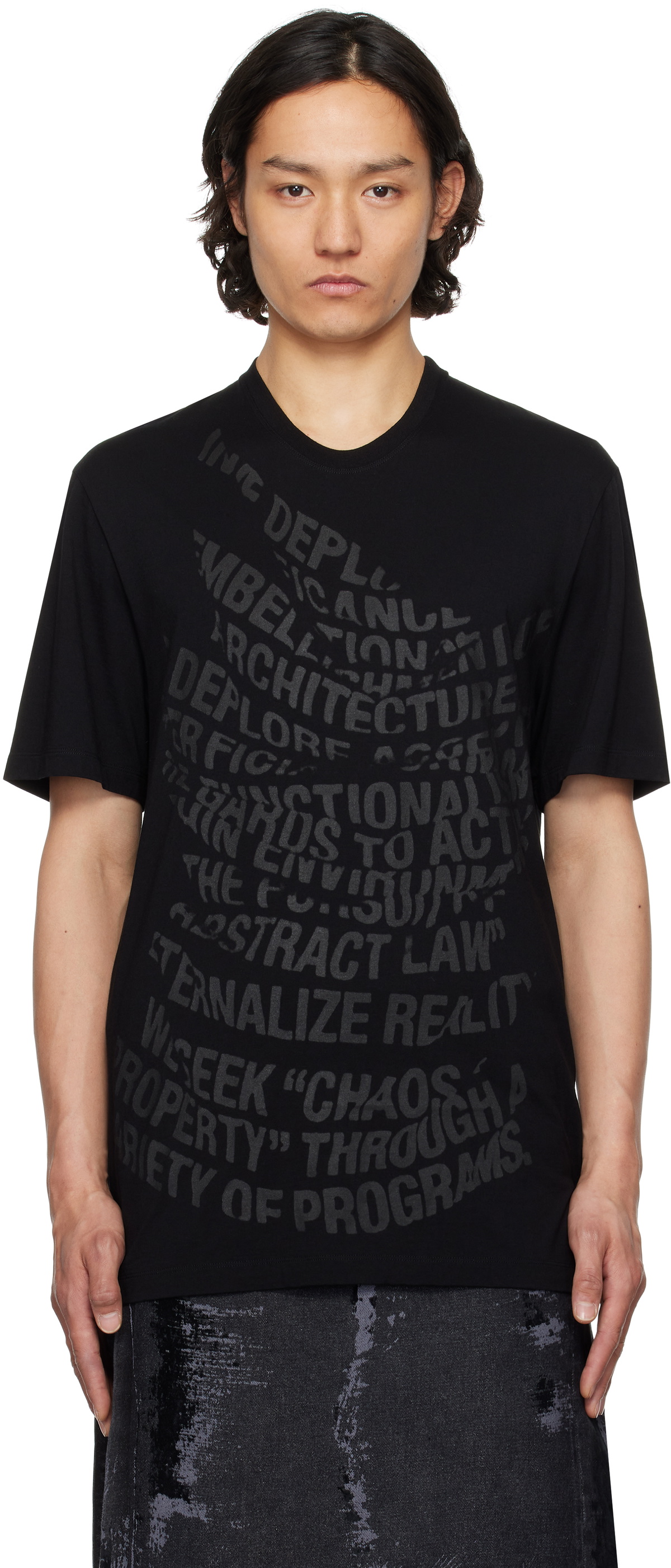 トップス JULIUS DRAPE TOP ver.2 BLACK Black Drape Long Sleeve T-Shirt by Julius on Sale