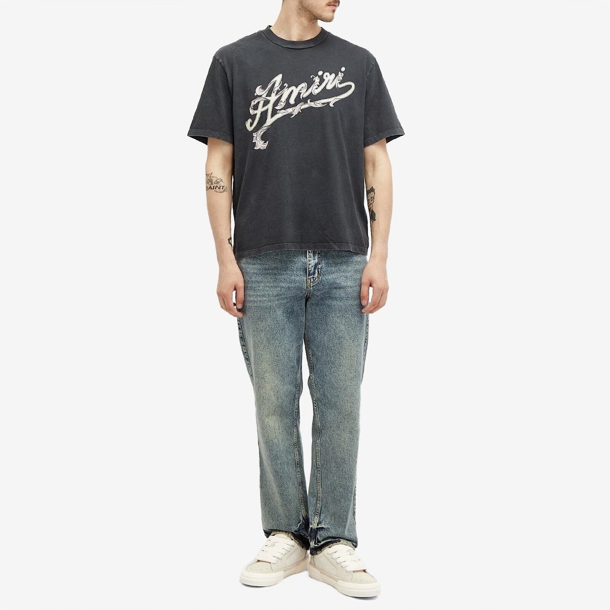 AMIRI Filigree Tシャツ ロゴ 半袖 クルーネック AMIRI Men's Filigree T-Shirt in Black Amiri