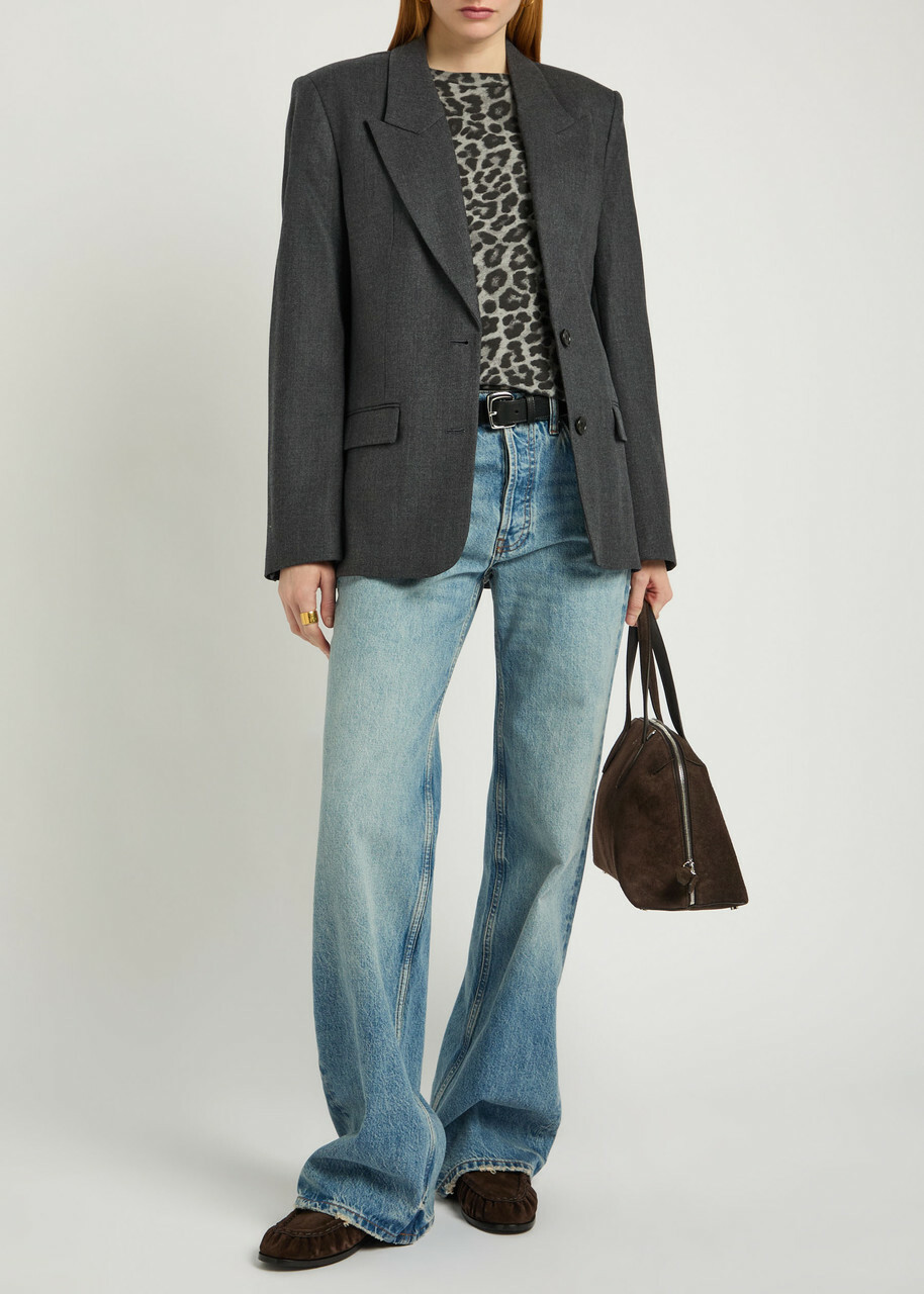 Anine Bing Ross Wool Blazer Dark Grey
