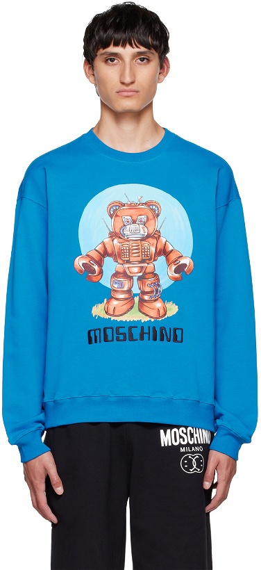 Photo: Moschino Blue Robot Bear Sweatshirt