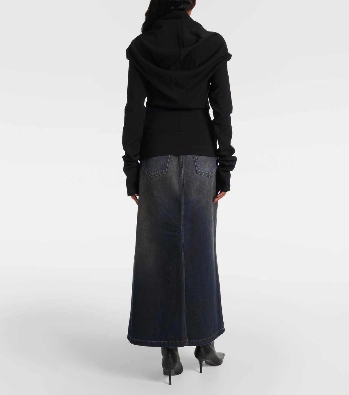 トップス Acne Studios Asymmetric satin top in black - Acne Studios | Mytheresa