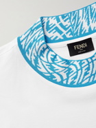 FENDI - Logo-Jacquard Trimmed Cotton-Jersey T-Shirt - White