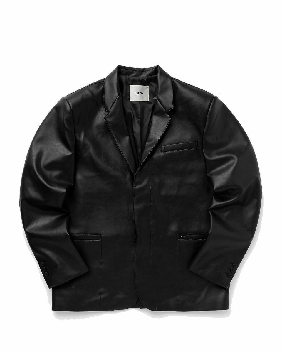Photo: Arte Antwerp Leather Suit Jacket Black - Mens - Coats