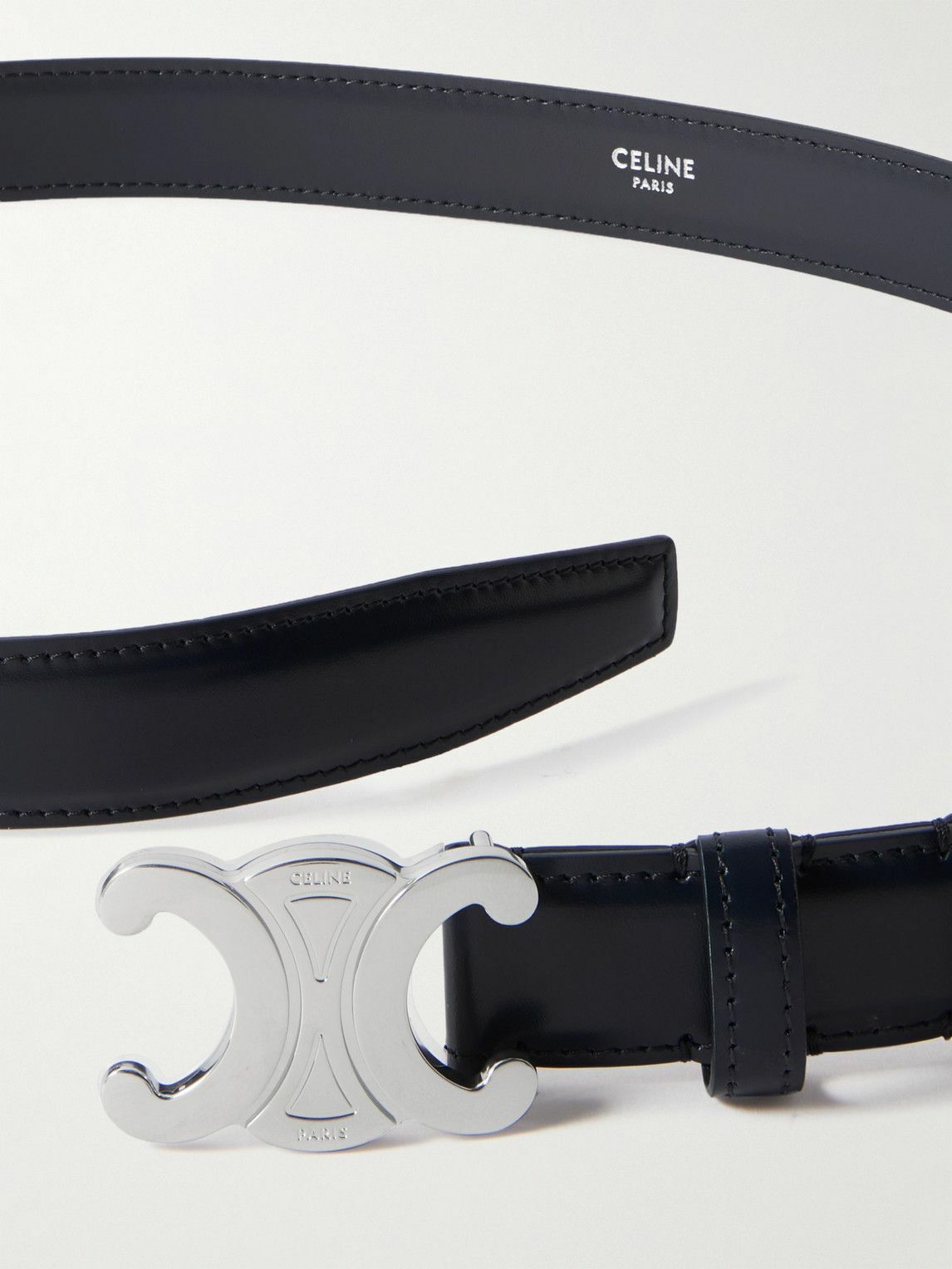 CELINE - 2.5cm Triomphe Leather Belt - Blue