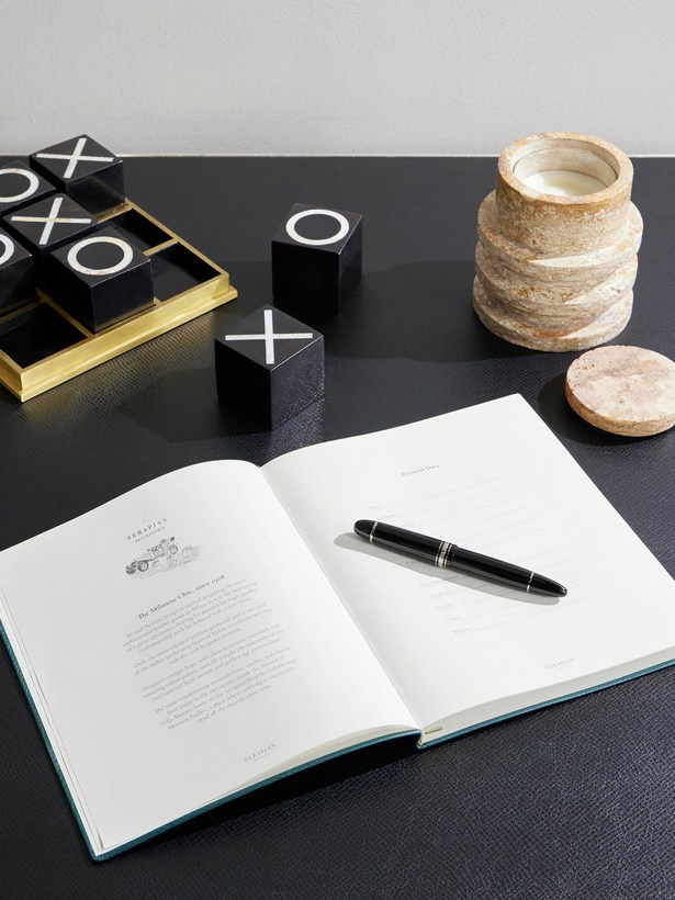 Photo: Serapian - Large Logo-Print Full-Grain Cachemire Leather Notebook