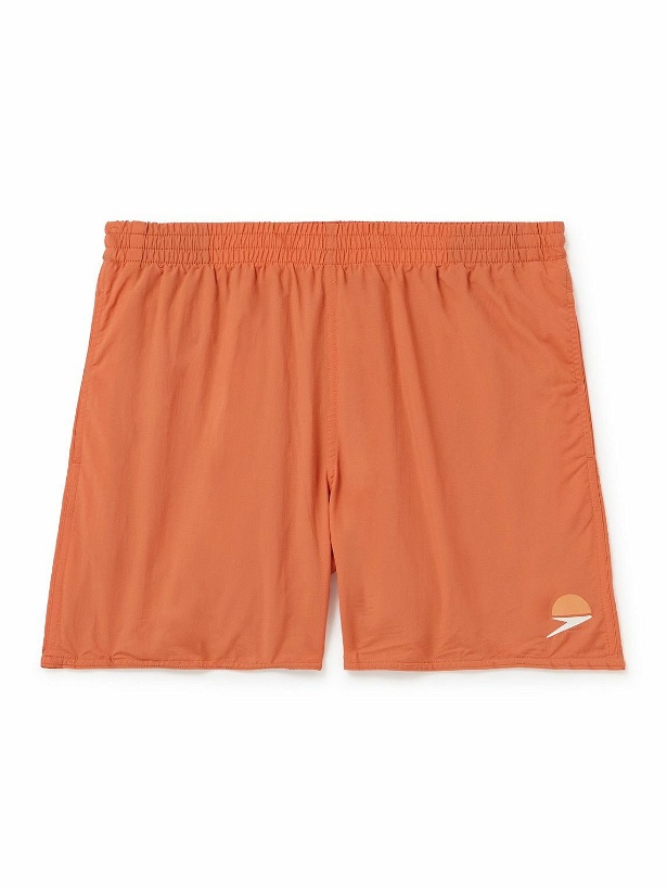 Photo: Folk - Speedo Straight-Leg Mid-Length Logo-Print Swim Shorts - Orange