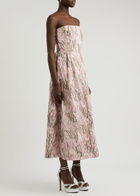 Bernadette Dette Strapless Floral-embroidered Taffeta Midi Dress Multi Print