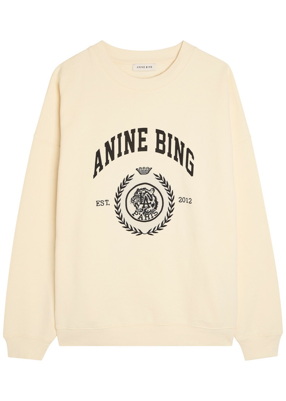 Photo: Anine Bing Miles Logo-print Cotton Sweatshirt Cream