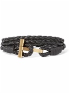 TOM FORD - Woven Leather and Gold-Plated Wrap Bracelet - Brown