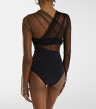 Nensi Dojaka Cutout ruched sheer bodysuit