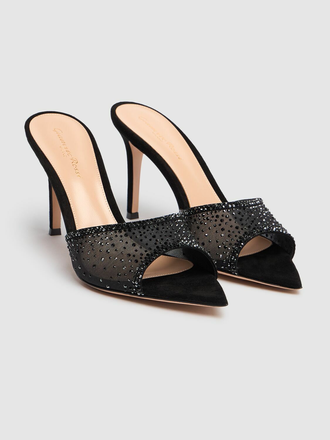 GIANVITO ROSSI 85mm Rania Suede & Organza Mules