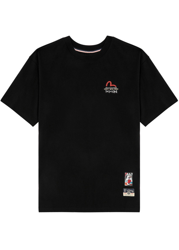 Photo: Evisu Hanafuda Kamon Printed Cotton T-shirt Black