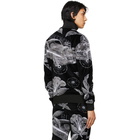 Givenchy Black and White Velvet Floral Schematics Track Jacket