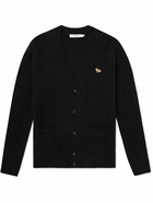 Maison Kitsuné - Logo-Appliquéd Wool Cardigan - Black