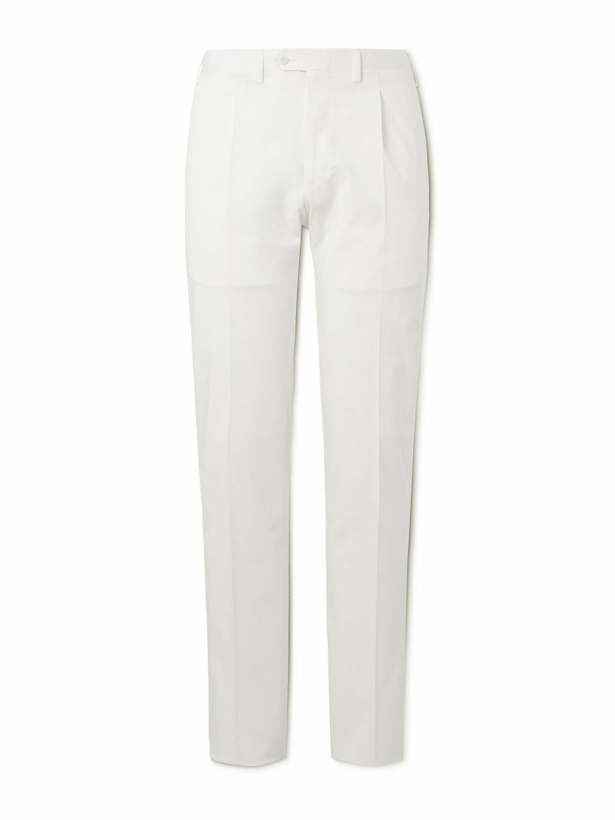 Photo: Kiton - Straight-Leg Pleated Lyocell-Blend Trousers - White