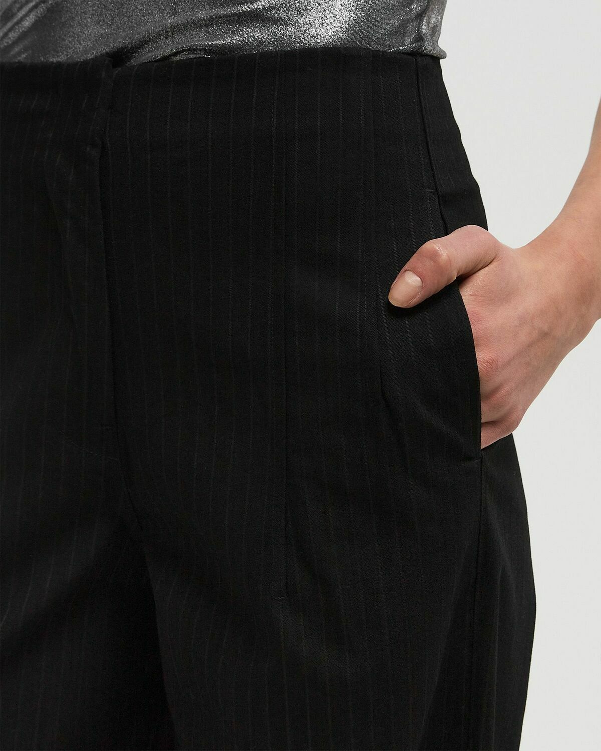 ØLÅF PINSTRIPE BARREL LEG PANT Black Womens Casual Pant