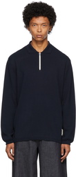 Sunnei Navy Knit Long Sleeve Polo