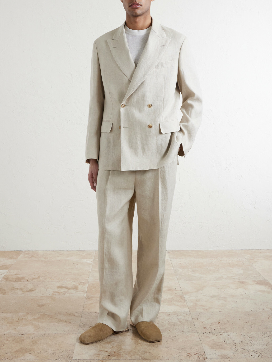 Kaptain Sunshine - Straight-Leg Linen and Silk-Blend Trousers - Neutrals