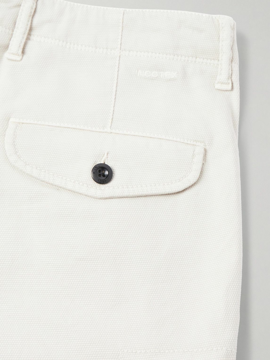 Incotex - Straight-Leg Textured Cotton-Blend Cargo Shorts - Neutrals