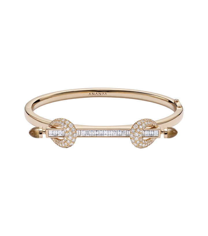 Photo: Ananya Chakra Icon 18kt gold bangle with diamonds and quartz