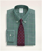 Brooks Brothers Men's Stretch Milano Slim-Fit Dress Shirt, Non-Iron Pinpoint Oxford Button Down Collar Gingham | Green