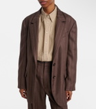 Brunello Cucinelli Belted pinstriped virgin wool blazer