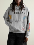 Rhude - Logo-Print Cotton-Jersey Hoodie - Gray