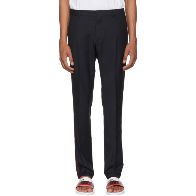 Photo: Valentino Navy Wool and Mohair Side Stripe Trousers