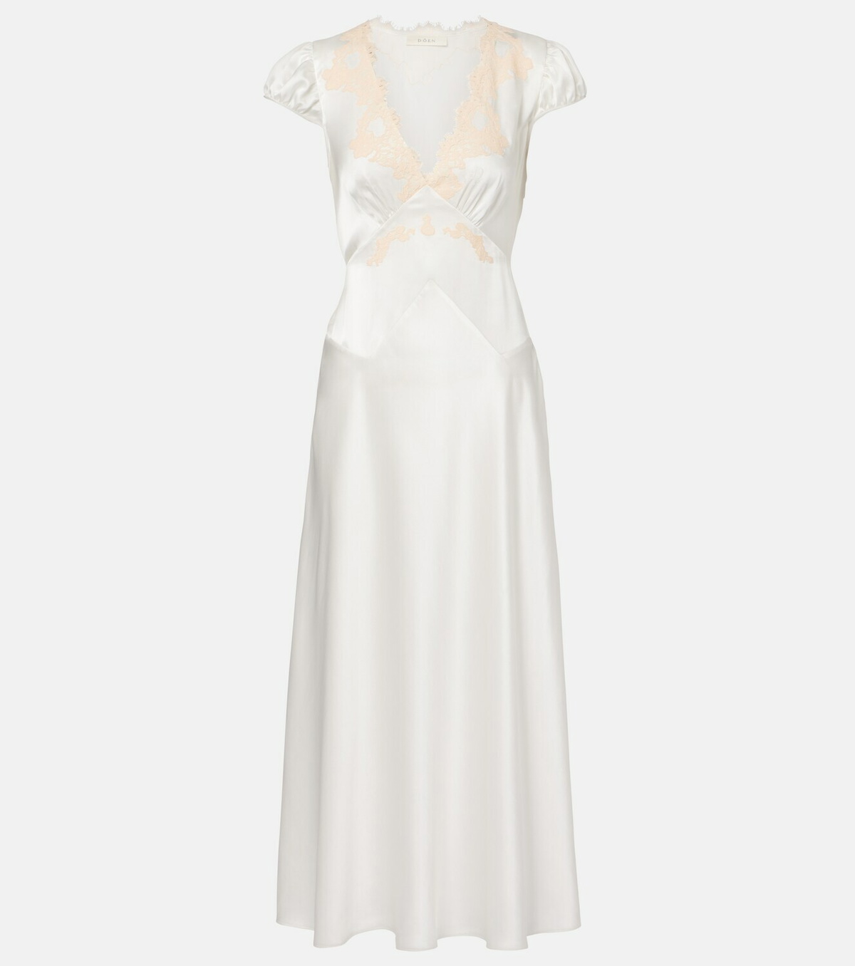 Dôen Coraline lace-trimmed silk midi dress
