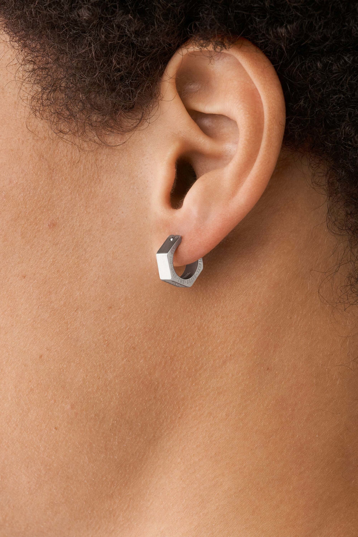 Diesel Stainless steel single hoop earring - Earrings - Unisex - Silver