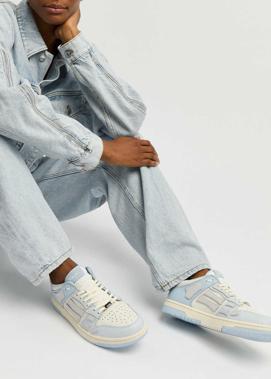 Amiri Skel Panelled Leather Sneakers Light Blue Amiri