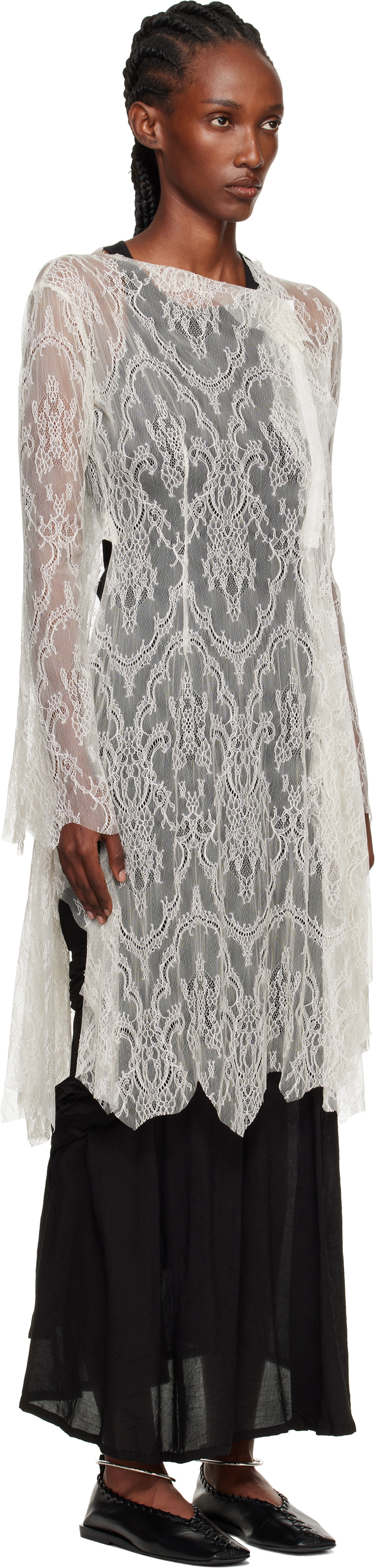 YOHJI YAMAMOTO Off-White Lace Long Top