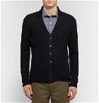Incotex - Cable-Knit Linen and Cotton-Blend Cardigan - Midnight blue