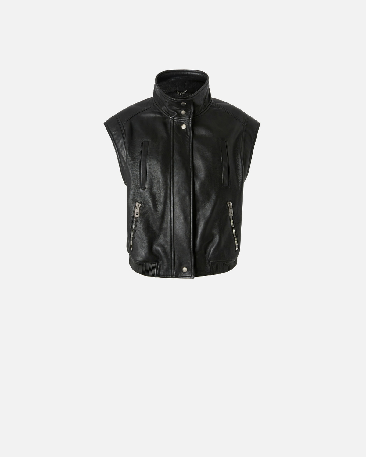 Pinko Nappa Leather Biker Jacket Limo Black
