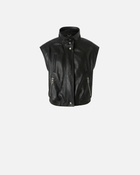 Pinko Nappa Leather Biker Jacket Limo Black
