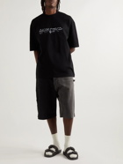 Balenciaga - Oversized Logo-Print Cotton-Jersey T-Shirt - Black