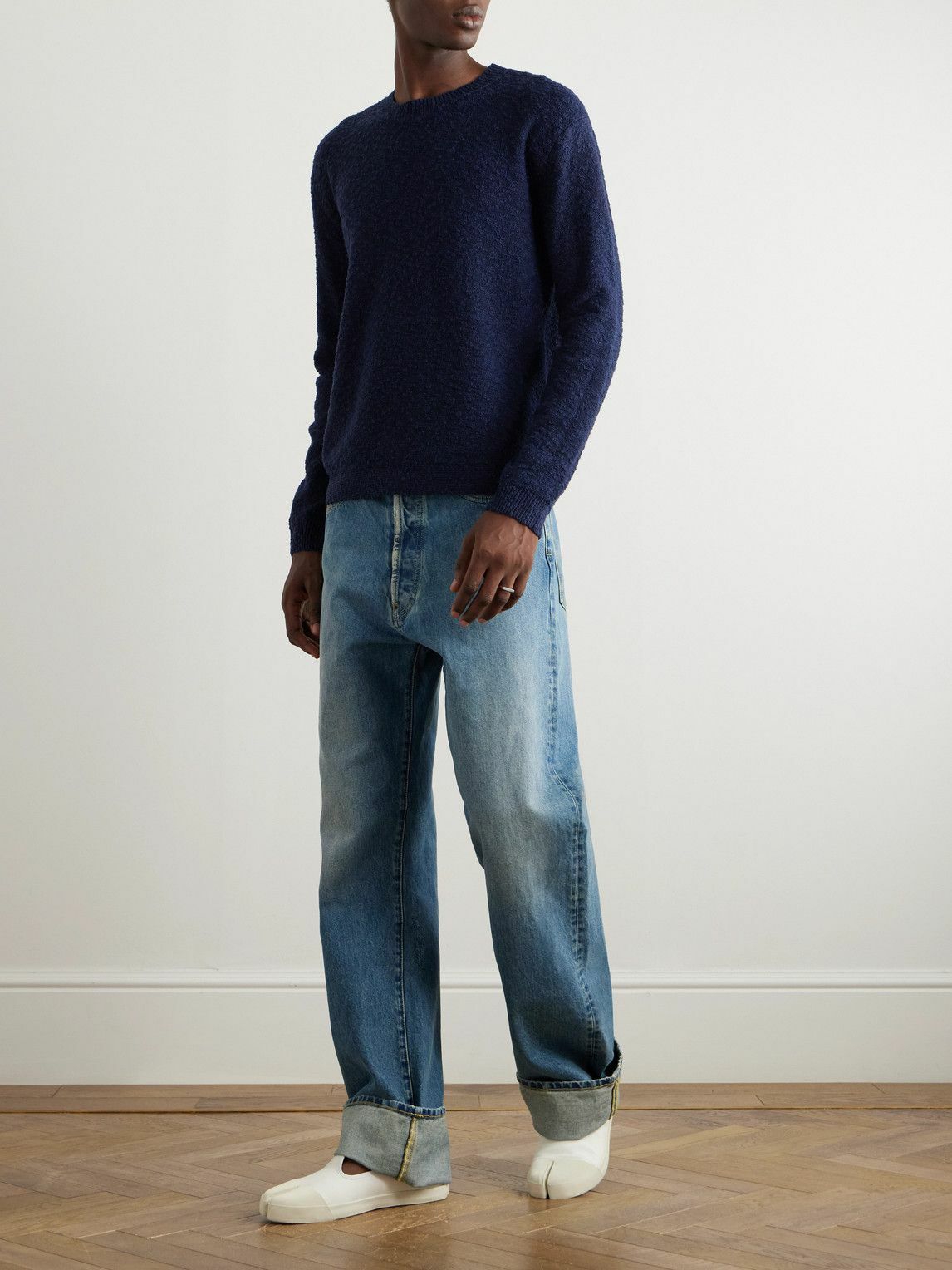 Maison Margiela - Cotton-Blend Bouclé Sweater - Blue Maison Margiela