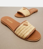 Prada Leather-trimmed raffia sandals