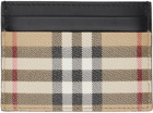 Burberry Beige & Black Check Card Holder