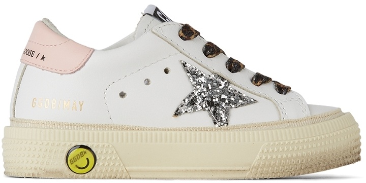 Photo: Golden Goose Baby White & Silver Glitter May Sneakers