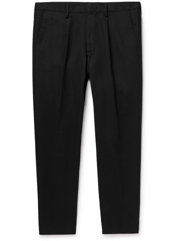Photo: NN07 - Bill Tapered Cropped Pleated Stretch-Cotton Trousers - Black