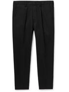 NN07 - Bill Tapered Cropped Pleated Stretch-Cotton Trousers - Black