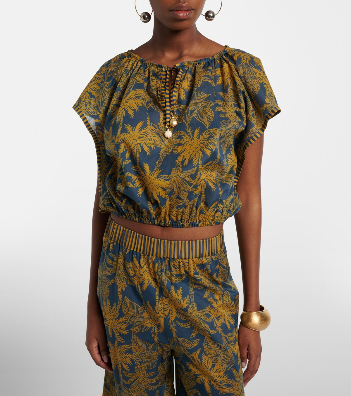 Eres Crocodile printed cotton voile top