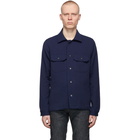 Naked and Famous Denim Navy Loose Weave Dobby Shirt