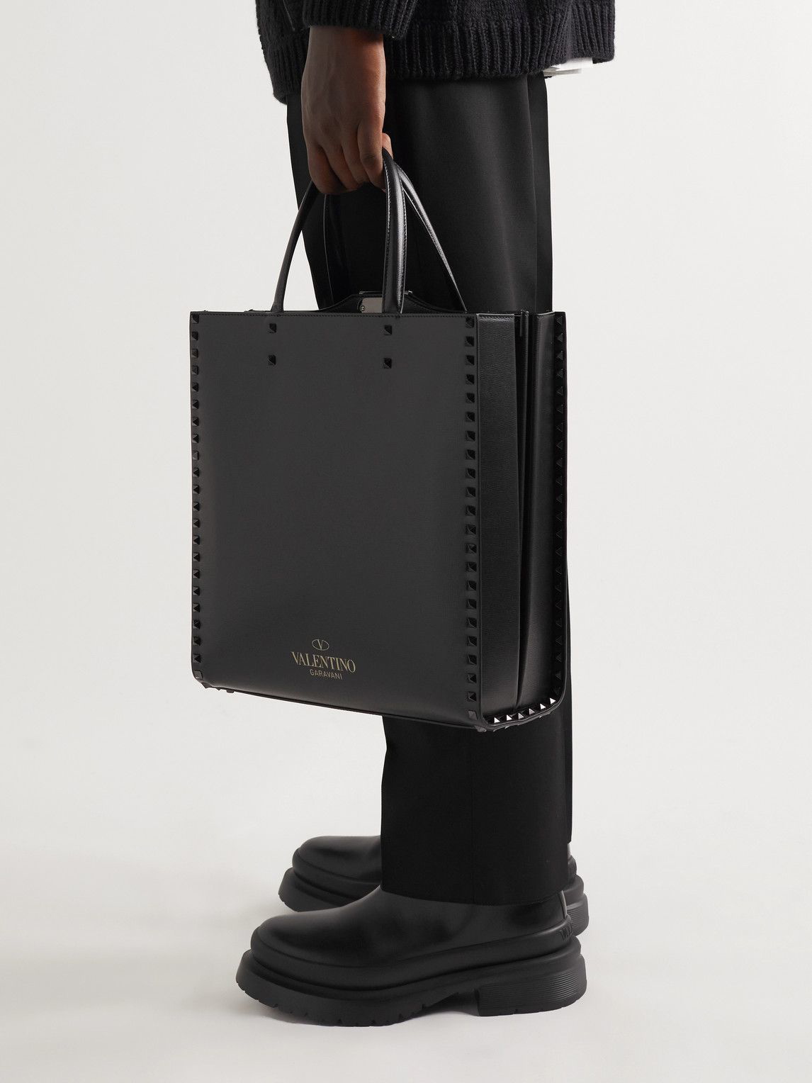 Shop Valentino Garavani Rockstud Leather Tote