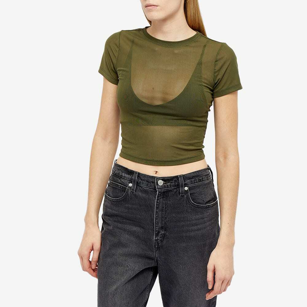 ☆FREEDOM☆ Women's Mesh Crop T-Shirt Khaki FD24SWTS0130KH Good American Women's Mesh Cropped T-Shirt in Juniper Green